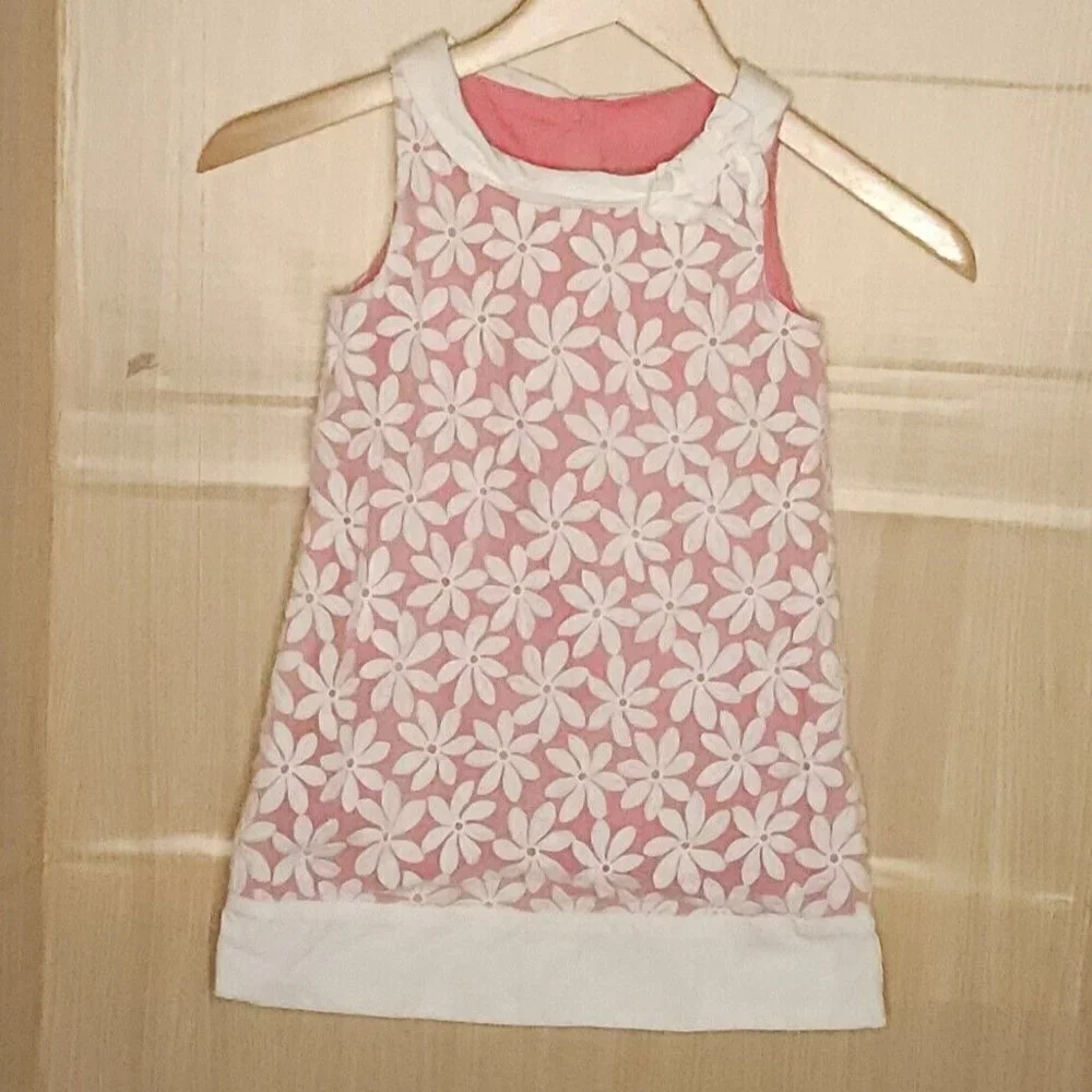 Gymboree Girls Pink White Floral Sleeveless Dress 5